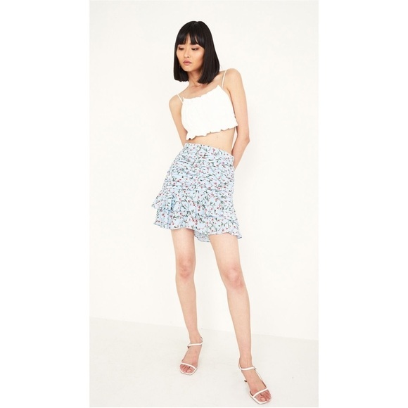 Nwt Bardot Floral Rah Rah Skirt in Sky Roses Size 6 - Picture 1 of 10